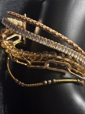 Gold-Tone Multi-Strand Bracelet Stack - Gold Victoria Emerson 5 Strand Bracelet